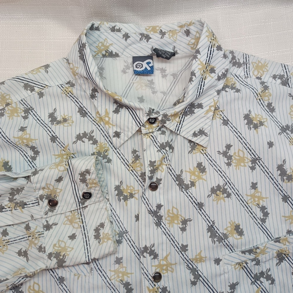 Vtg Y2K Ocean Pacific Men's XL Floral Pearl Snap Long Sleeve Shirt Beach Western